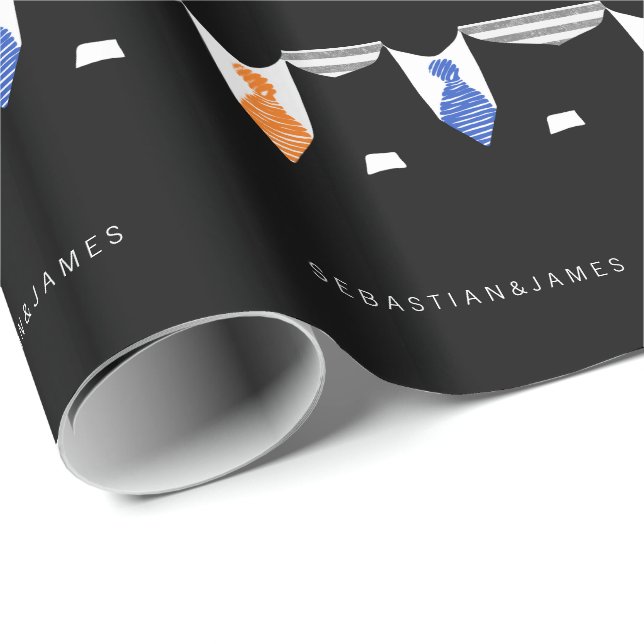 Papier Cadeau M. Et M. Deux Salles En Mariage Cravate (Coin rond)