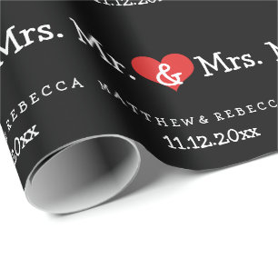 Papier Cadeau M. et Mme Mariage de Red Heart