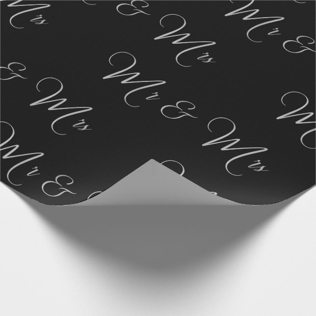 Papier Cadeau M. Et Mme Script Black White Chic Cadeau  (Coin)