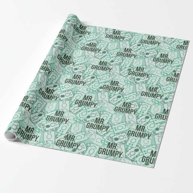 Papier Cadeau M. Grumpy | Nom vert et Motif de caractères (Déroulé)