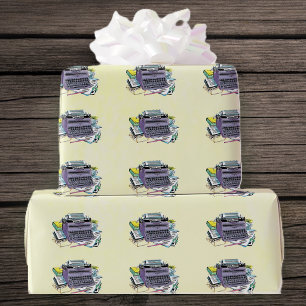 Papier Cadeau Machine à écrire violette de milieu de siècle manu