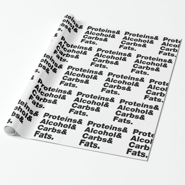 Papier Cadeau Macronutriments. Protéines & Alcool & Carbes & Gra (Déroulé)
