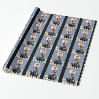 Papier Cadeau Madame Black Stripe Party d'art déco