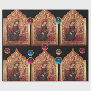 Papier Cadeau MADONNE DE L'HUMILITÉ Gemstones colorés Noël