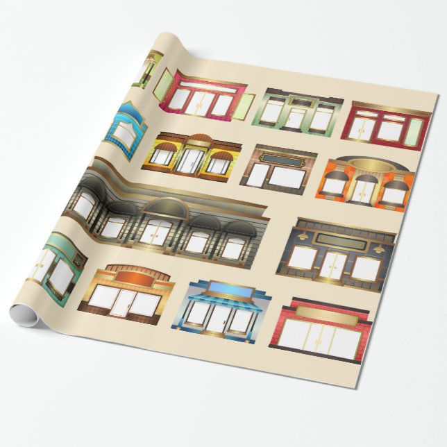 Papier Cadeau Magasins vintages papier d'emballage (Déroulé)