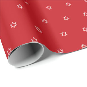 Papier Cadeau Magen David rouge Bat Bar Mitzvah moderne