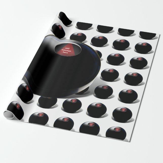 Papier Cadeau Magic 8 Ball dit, "Outlook est bon !" (Déroulé)