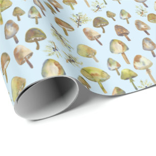 Papier Cadeau Magic Champignons Aquarelle Forêt Motif Cadeau
