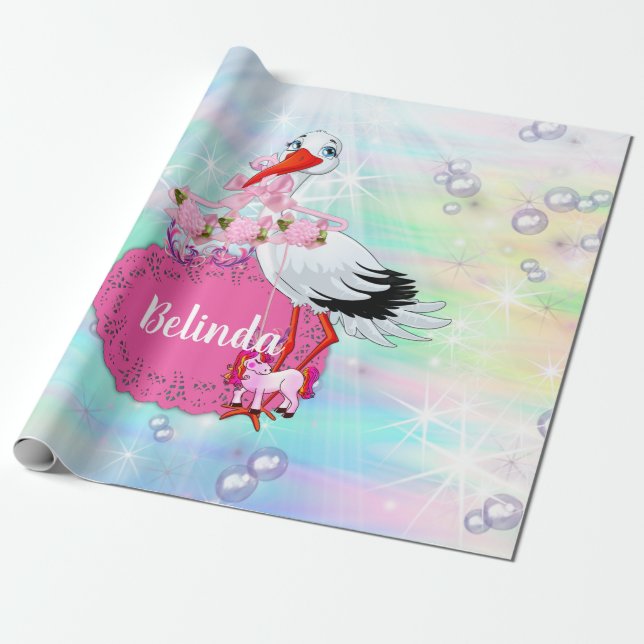 Papier Cadeau Magique Rainbow Stork, Baby Mermaids (Déroulé)