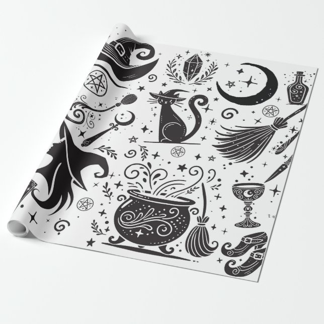 Papier Cadeau Magique sorcière Whimsical Wiccan Pagan Parti (Déroulé)