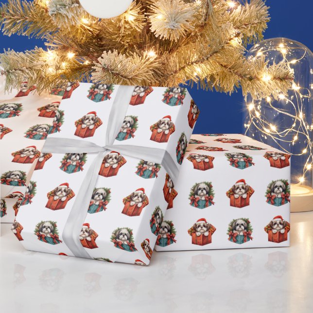 Papier Cadeau Magnifique Chih-tzu Chien Motif de Noël (Vacances)