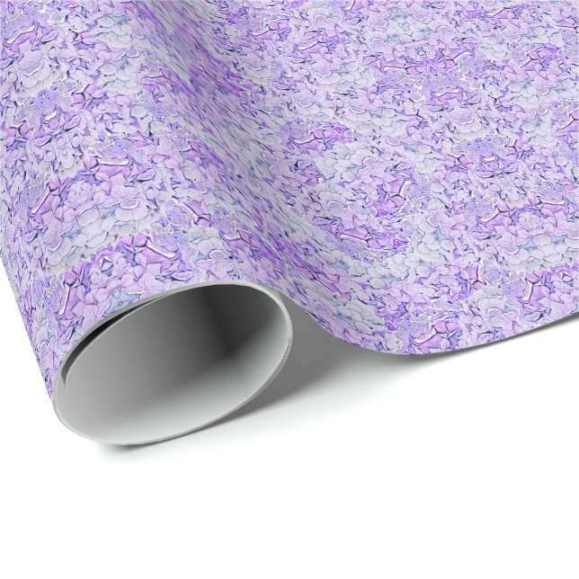 Papier Cadeau Magnifique hydrangée motif en lavande, floral (Coin rond)