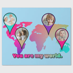 Papier Cadeau Magnifique Multicolor World Map Photo Collage