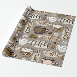 Papier Cadeau Main drawn doodle coffee pattern