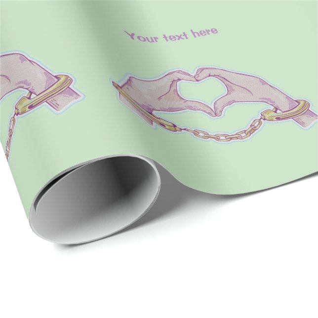 Papier Cadeau Main du coeur menottes (Coin rond)