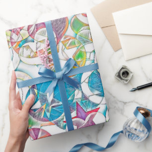 Papier Cadeau Main Tirée Par EDDArt - Étoiles Et Coeurs 1