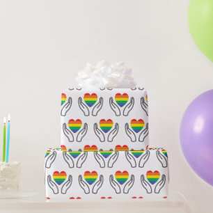 Papier Cadeau Mains de soutien pour l'autisme Cœur arc-en-ciel c