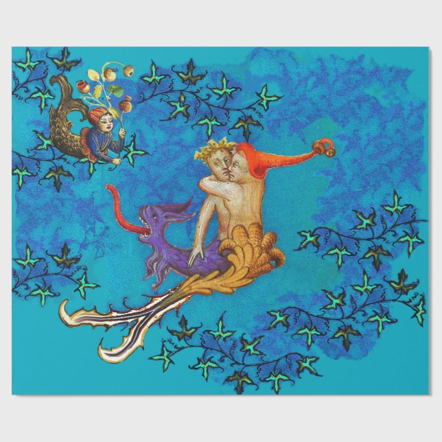 Papier Cadeau MAIS QUE REGARDEZ-VOUS ? Sirène et Triton (Plat)