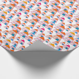PAPIER CADEAU MAISON CHAUFFANT, NOUVELLE MAISON, MAISON MOBILE