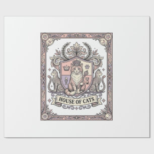 Papier Cadeau Maison de chats Blason de chat Armoiries Vintage