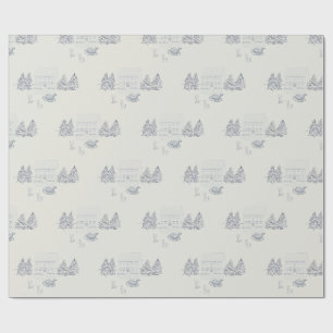 Papier Cadeau Maison de Noël cosy de Nouvelle-Angleterre (petite