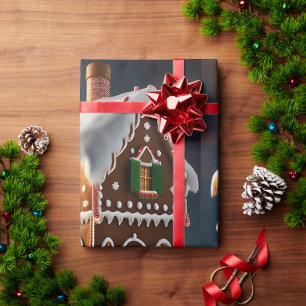 Papier Cadeau Maison de pain d'épices