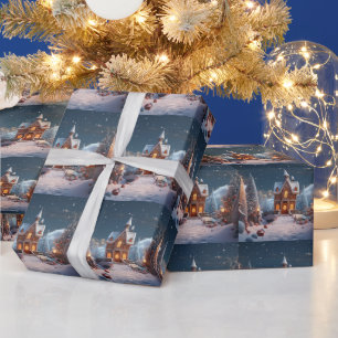 Papier Cadeau Maison de pain d'épices Noël