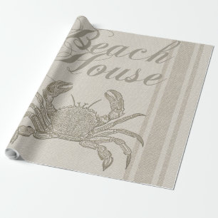 Papier Cadeau Maison de plage crabe rivage côtier vintage