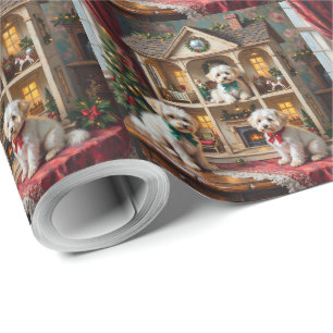 Papier Cadeau Maison de poupée victorienne de Noël Coton de Tule