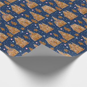 Papier Cadeau Maison en pain d'épice de neige