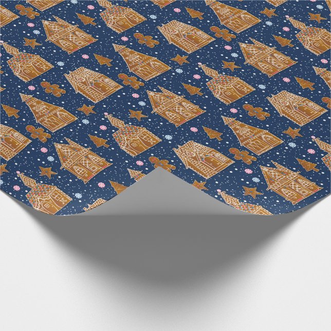 Papier Cadeau Maison en pain d'épice de neige (Coin)