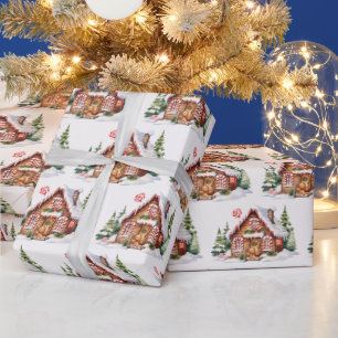 Papier Cadeau Maison en pain d'épices de Noël