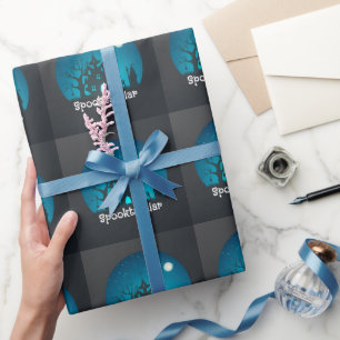 Papier Cadeau Maison hantée bleue et noire Spooktacular
