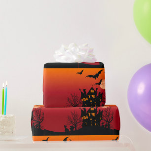 Papier Cadeau Maison Hantée éffrayante Halloween nuit