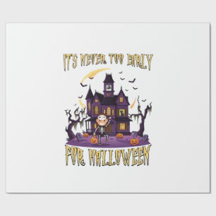 Papier Cadeau Maison Hantée Halloween C'est Jamais Trop Tôt Sque