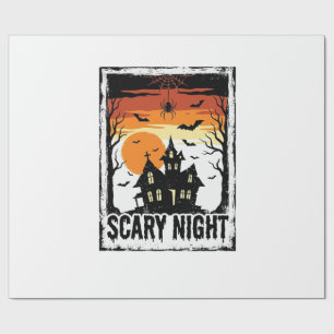 Papier Cadeau Maison Hantée Nuit Effrayante Chemise Halloween Vi