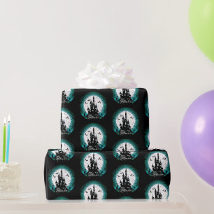 Papier Cadeau Maison Hantée Pleine Lune Chauves-souris Joyeux Ha