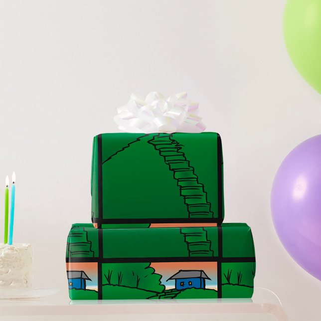 Papier Cadeau Maison Sur Green Hill (Créateur téléchargé)