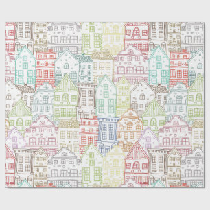 Papier Cadeau Maisons colorées motif d'art