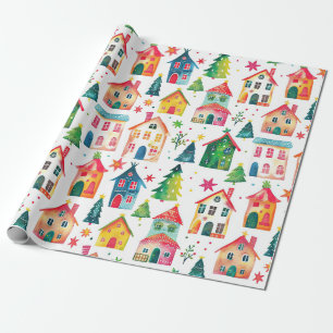 Papier Cadeau Maisons de Noël