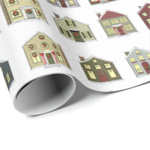 Papier Cadeau Maisons de Noël