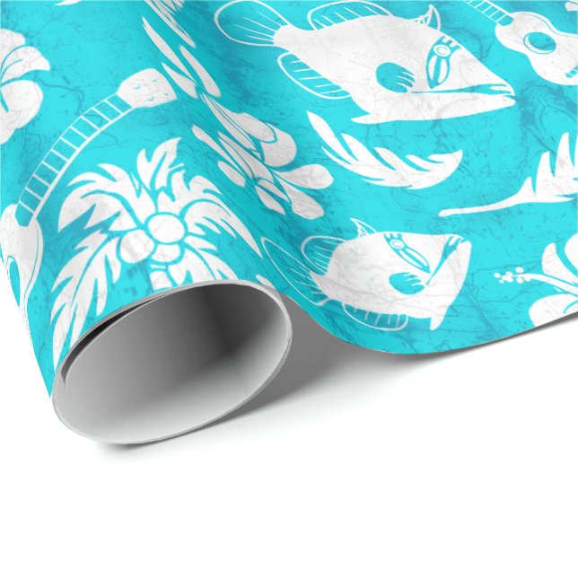 Papier Cadeau Makapuu Beach Hawaiian Batik Papier d'enveloppemen (Coin rond)