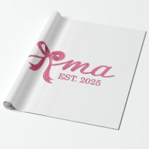 Papier Cadeau Mama Est 2025 Chaud Rose Bow Coquette fête des mèr