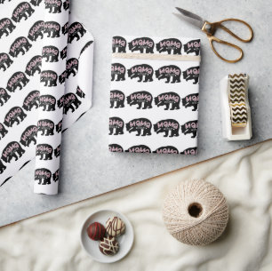Papier Cadeau Mama Ours noir