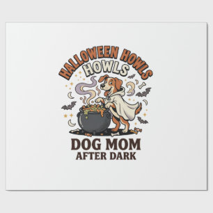 Papier Cadeau Maman Chien Halloween Après la Tombée de la Nuit