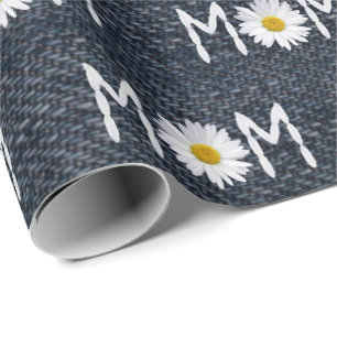 Papier Cadeau Maman Daisy Sur Blue Denim