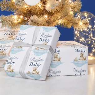 Papier Cadeau Maman et bébé phoque sur glace Fête prénatale d'hi