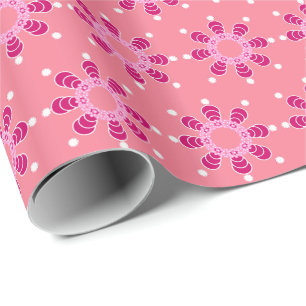 Papier Cadeau Mandala, Coral Pink et Magenta en huit points