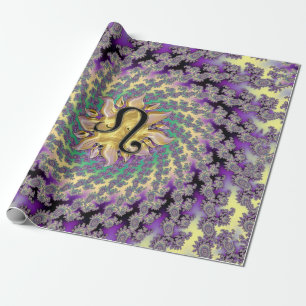 Papier Cadeau Mandala de Lion Sun de signe de zodiaque