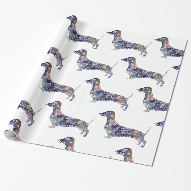 Papier Cadeau Mandala Dog, Dachshund Papier à enveloppement bril (Déroulé)